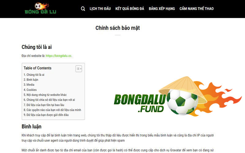 Chính sách bảo mật bongdalu.fund công khai và minh bạch